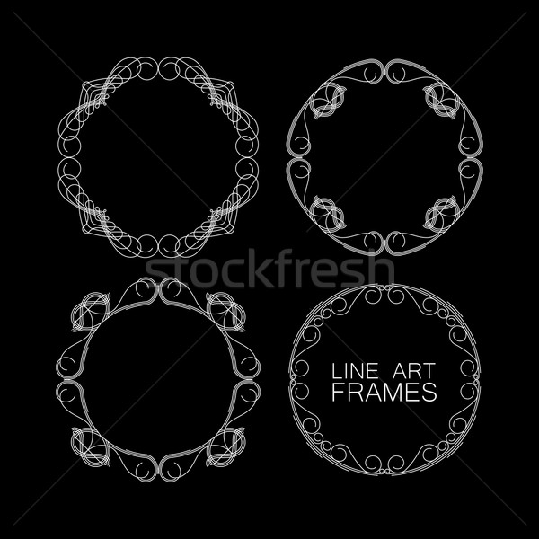 vector set of floral monogram frames. line art elements for design Stock photo © maximmmmum