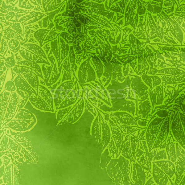 Vektor abstrakten grünen Wasserfarbe Blatt Muster Stock foto © maximmmmum