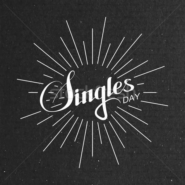 Singles Day Lettering Label With Light Rays Stock photo © maximmmmum