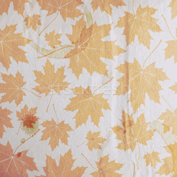 vintage floral autumn (fall) background with maple leaves on the old wrinkled paper texture Stock photo © maximmmmum