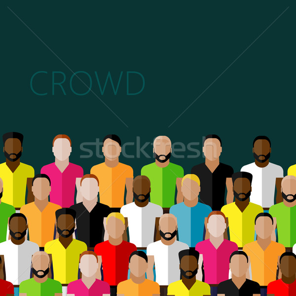 vector flat illustration of a large group of men. fitness community Stock photo © maximmmmum