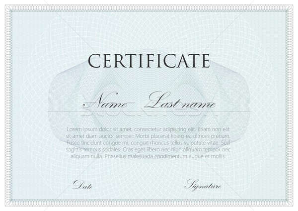 vector template design of certificate with guilloche signs Stock photo © maximmmmum