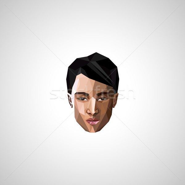 illustration with an asian guy face in polygonal style Stock photo © maximmmmum