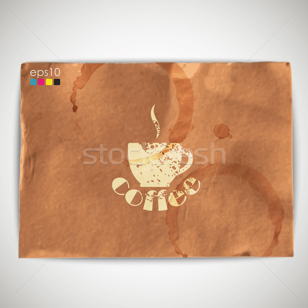 abstract background with grunge cardboard texture and coffee sign  Stock photo © maximmmmum