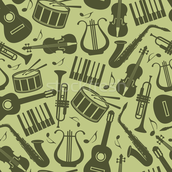 seamless vintage background with music instruments  Stock photo © maximmmmum