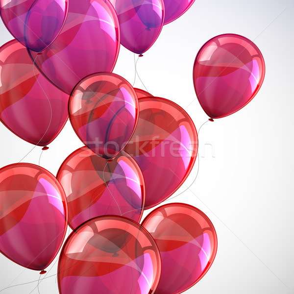 ünnep repülés piros léggömbök boldog terv Stock fotó © maximmmmum