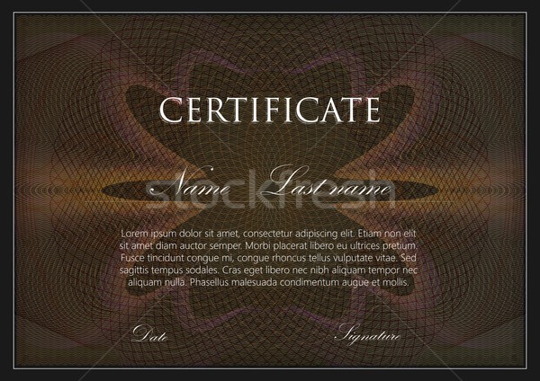 vector template design of certificate with guilloche pattern (watermarks) Stock photo © maximmmmum