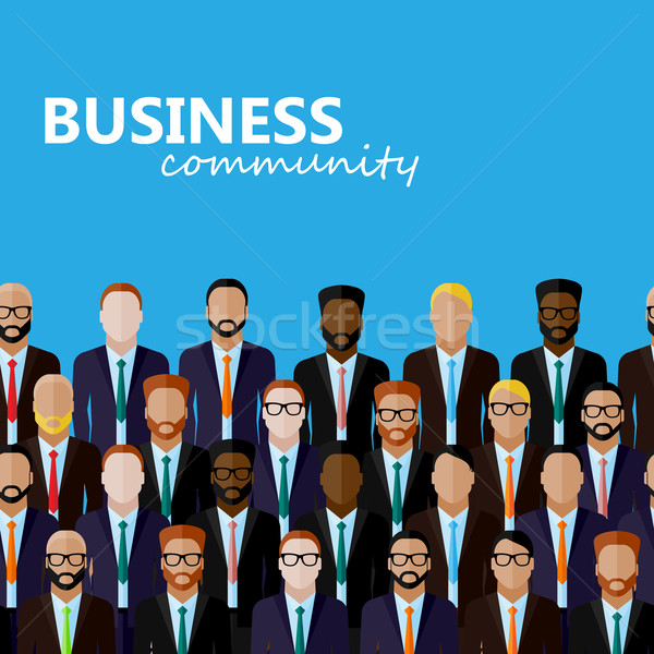 vector flat  illustration of business or politics community. a large group of men (business men or p Stock photo © maximmmmum