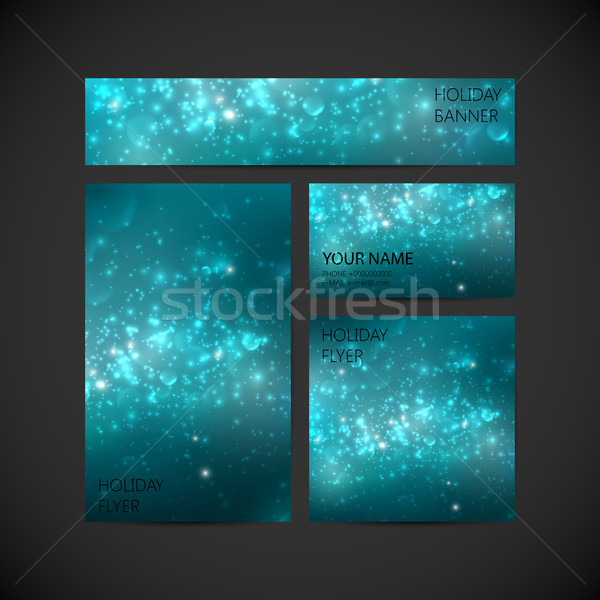 set of vector visual corporate identity with blue holiday shiny  Stock photo © maximmmmum