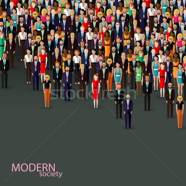 vector flat illustration of business or politics community. crowd of well-dresses men and women (bus Stock photo © maximmmmum
