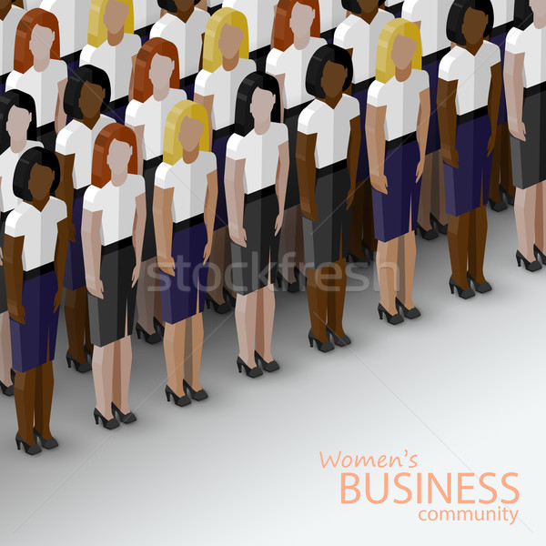 Stockfoto: Vector · 3D · isometrische · illustratie · vrouwen · business