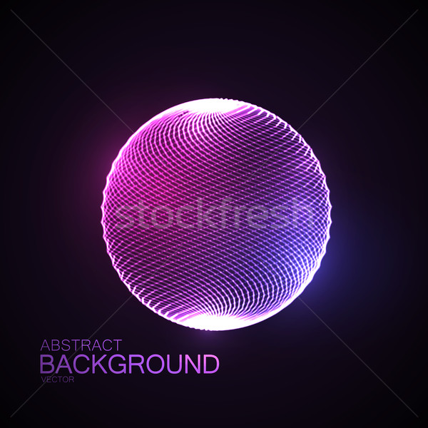 3D megvilágított gömb izzó részecskék drótváz Stock fotó © maximmmmum