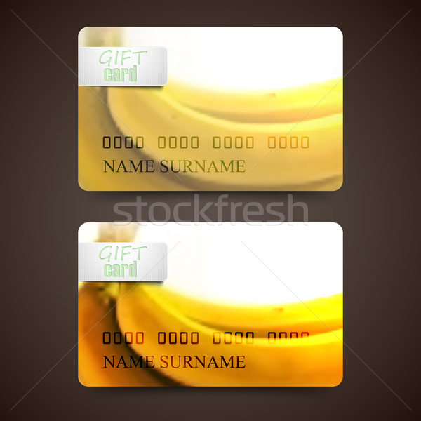 Foto stock: Conjunto · dom · cartões · turva · amarelo · bananas