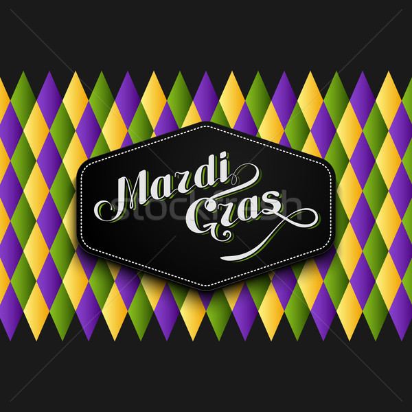 vector illustration of Mardi Gras or Shrove Tuesday lettering label on checkered background. Holiday Stock photo © maximmmmum