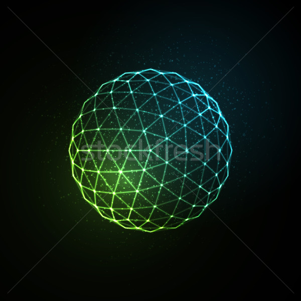 3D illuminated neon sphere of glowing particles. Stock photo © maximmmmum