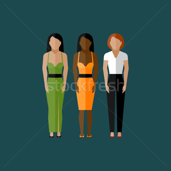 Femmes apparence icônes personnes ensemble fille Photo stock © maximmmmum