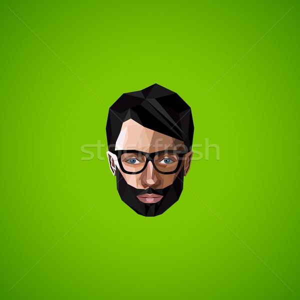 illustration with caucasian man face in polygonal style. beauty or fashion icon Stock photo © maximmmmum
