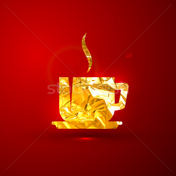 Gouden metalen koffie Rood levendig Stockfoto © maximmmmum