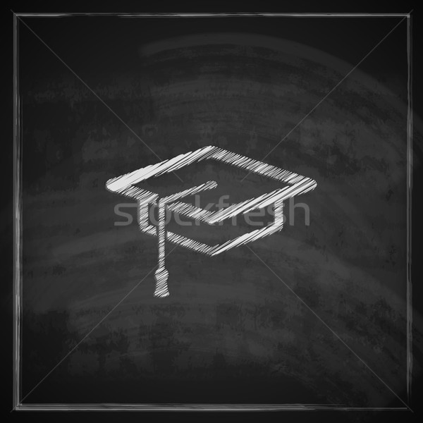 vintage illustration with graduation cap sign on blackboard background. educational concept  Stock photo © maximmmmum