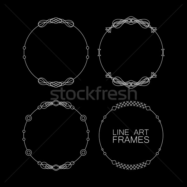 vector set of floral monogram frames. line art elements for design Stock photo © maximmmmum