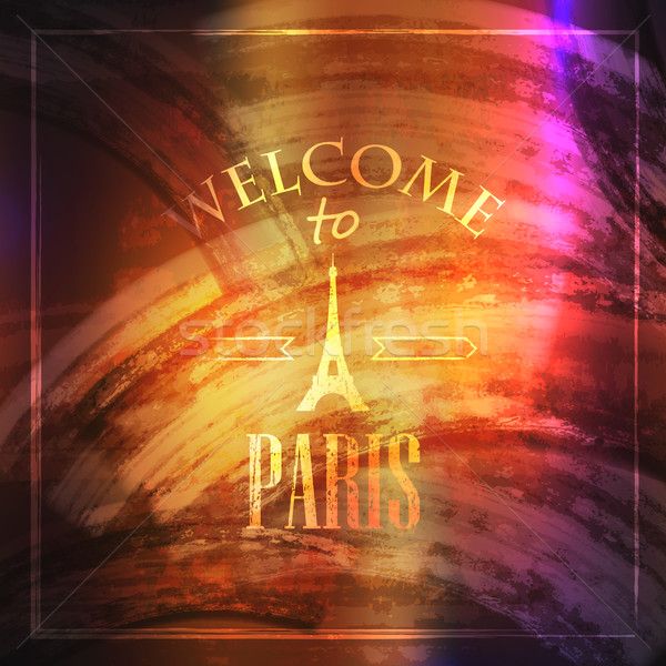 abstract vintage background for web or print design. illustration with Eiffel tower. welcome to Pari Stock photo © maximmmmum