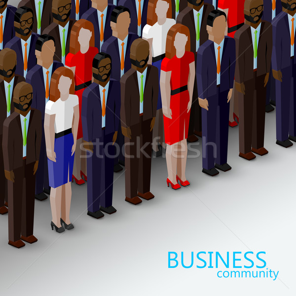 vector 3d isometric  illustration of business or politics community. a large group of well-dresses m Stock photo © maximmmmum