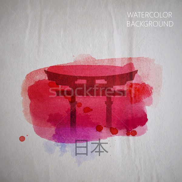 vector watercolor illustration of  traditional asian Japan gate  Stock photo © maximmmmum
