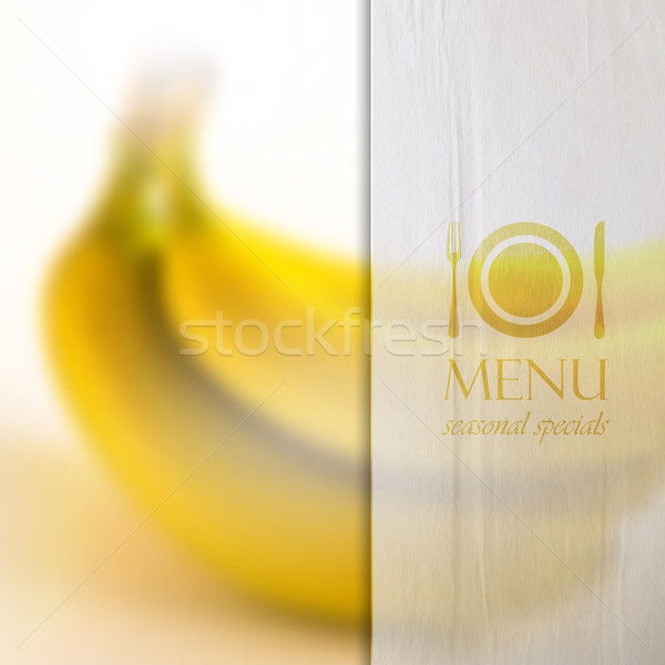 restaurant menu design on realistic blurred background of bananas with paper wrinkled semi transpare Stock photo © maximmmmum