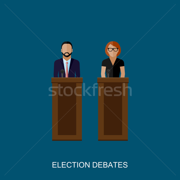 Ilustracja głośniki wyborów wektora konferencja prasowa działalności Zdjęcia stock © maximmmmum