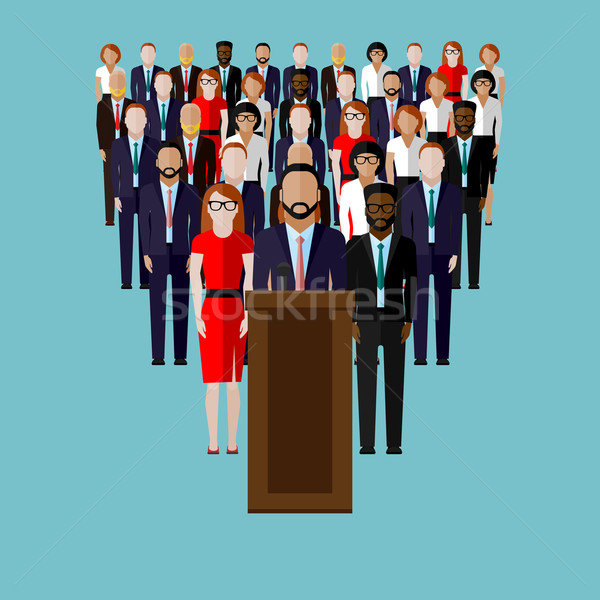 vector flat  illustration of a speaker, party candidate or leader Stock photo © maximmmmum