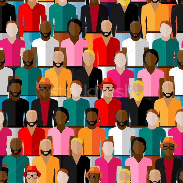 vector seamless pattern with a large group of guys and men. flat  illustration of male community. Stock photo © maximmmmum