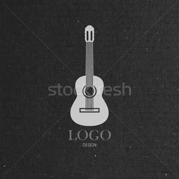 vector illustration with the guitar on cardboard texture. music logo design  Stock photo © maximmmmum