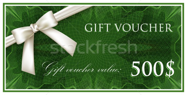 vector template design of green gift voucher or certificate with guilloche pattern (watermarks) and  Stock photo © maximmmmum