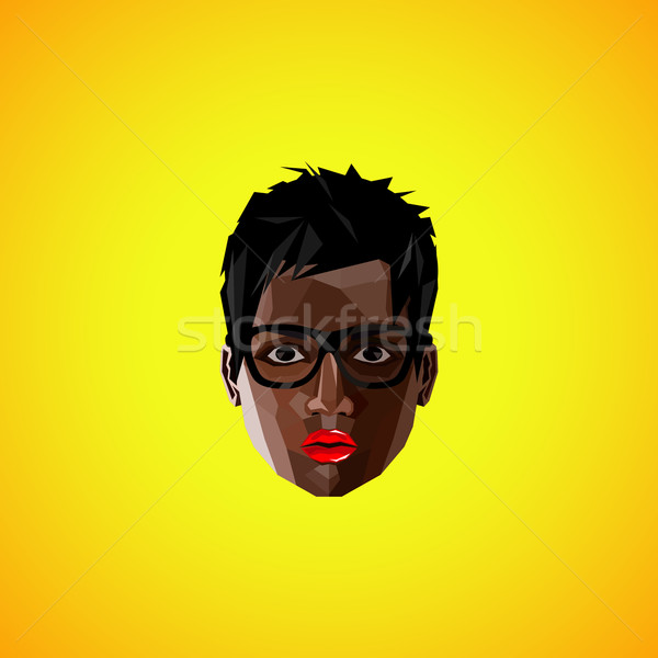 illustration with a black female face with eyeglasses. polygonal style  Stock photo © maximmmmum