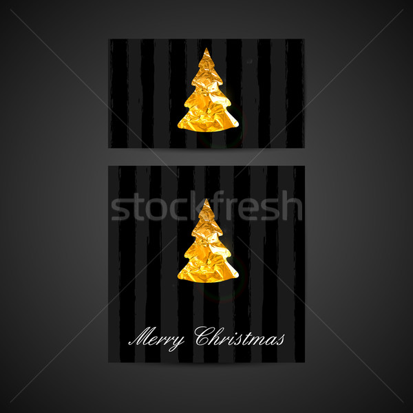 vector illustration of a Xmas greeting cards with golden foil Ch Stock photo © maximmmmum