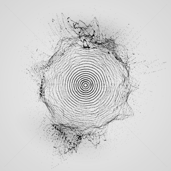 3D shape of particles array, wireframe and splashes Stock photo © maximmmmum