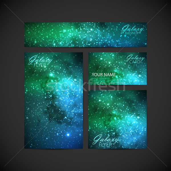 set of vector visual corporate identity with galaxy Milky Way ba Stock photo © maximmmmum