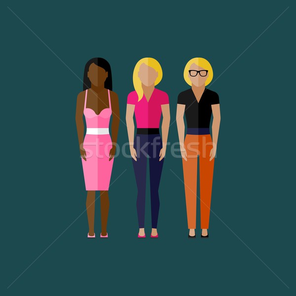 Femmes apparence icônes personnes ensemble rue Photo stock © maximmmmum