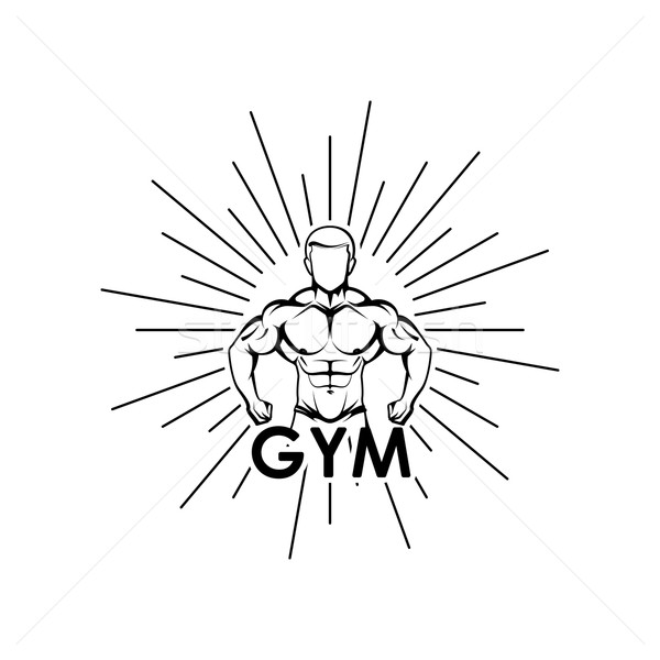 Illustration Of Muscled Man Body Silhouette Fitness Logo Vector