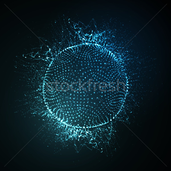 Stock photo: 3D illuminated sphere of glowing particles