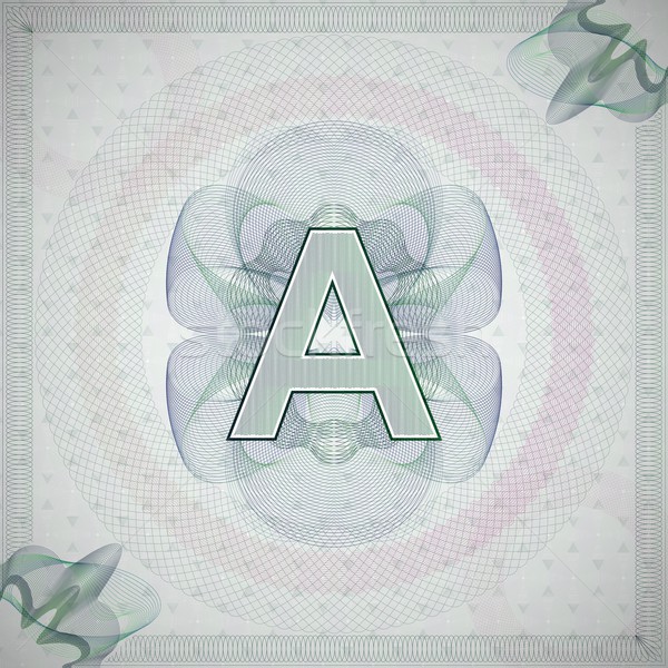 vector illustration of letter A in guilloche ornate style. monetary banknote background Stock photo © maximmmmum