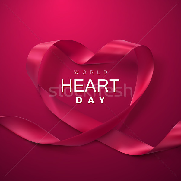 Мир сердце день реалистичный атласных лента Сток-фото © maximmmmum