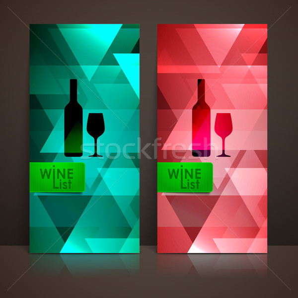 Stockfoto: Wijn · lijst · ontwerp · fles · wijnglas · borden