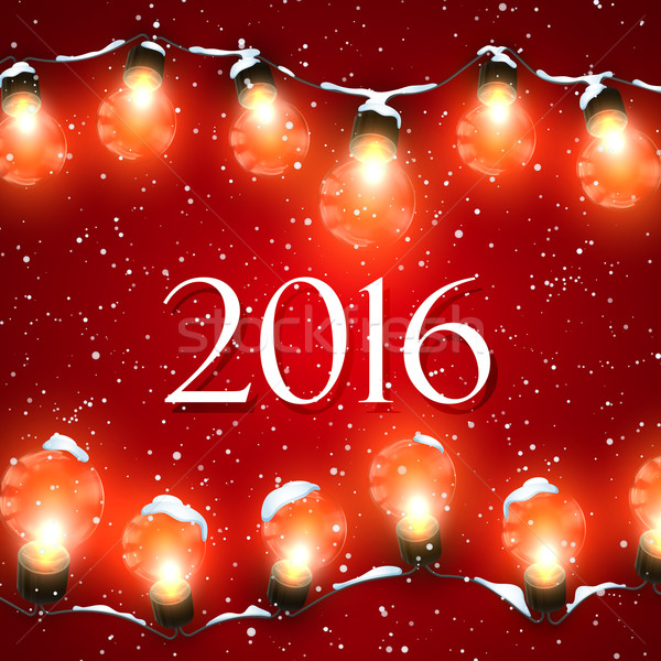 Happy New 2016 Year. Christmas Lights. Stock photo © maximmmmum