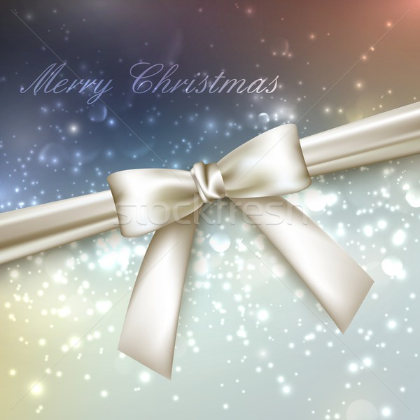 Merry Christmas. shiny multicolored holiday background with lights, sparkles, glitters, white bow an Stock photo © maximmmmum