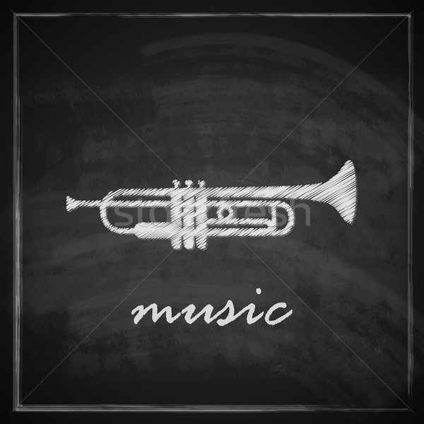 vintage illustration with the trumpet on blackboard background. music illustration  Stock photo © maximmmmum
