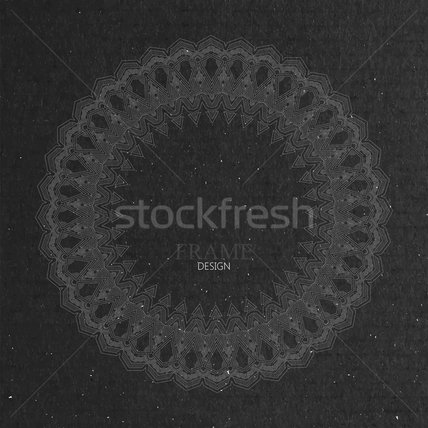 vector illustration with ornate frame on cardboard texture Stock photo © maximmmmum