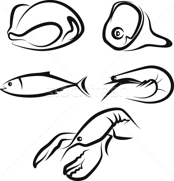 Raw food ilustracja zestaw ryb charakter ocean Zdjęcia stock © maximmmmum