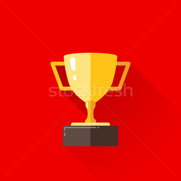 vintage illustration of a champions cup in flat style with long shadow  Stock photo © maximmmmum
