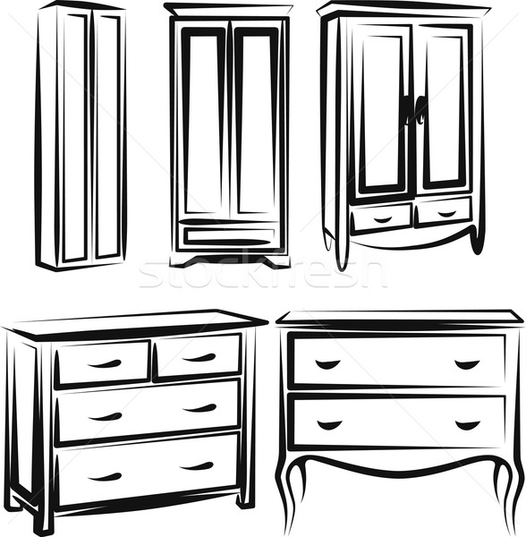 Guardaroba illustrazione set mobili casa legno Foto d'archivio © maximmmmum